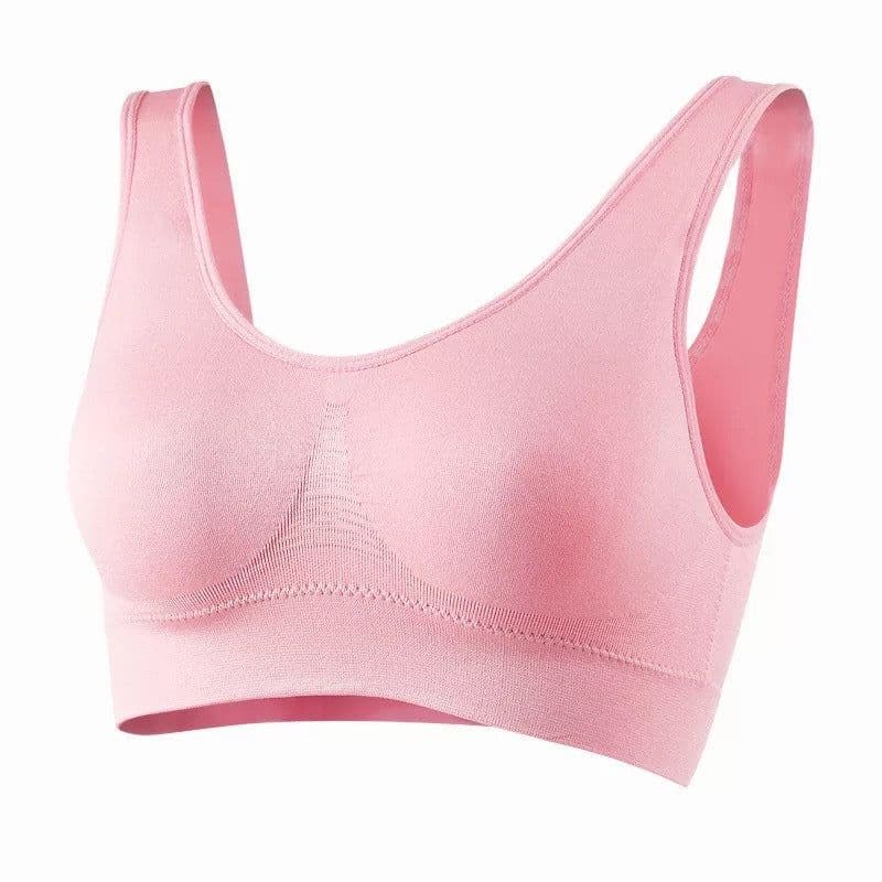 image-Middle-aged and elderly large size comfortable and breathable sports vest push-up beautiful back without steel ring with breast pads mother's underwear for women