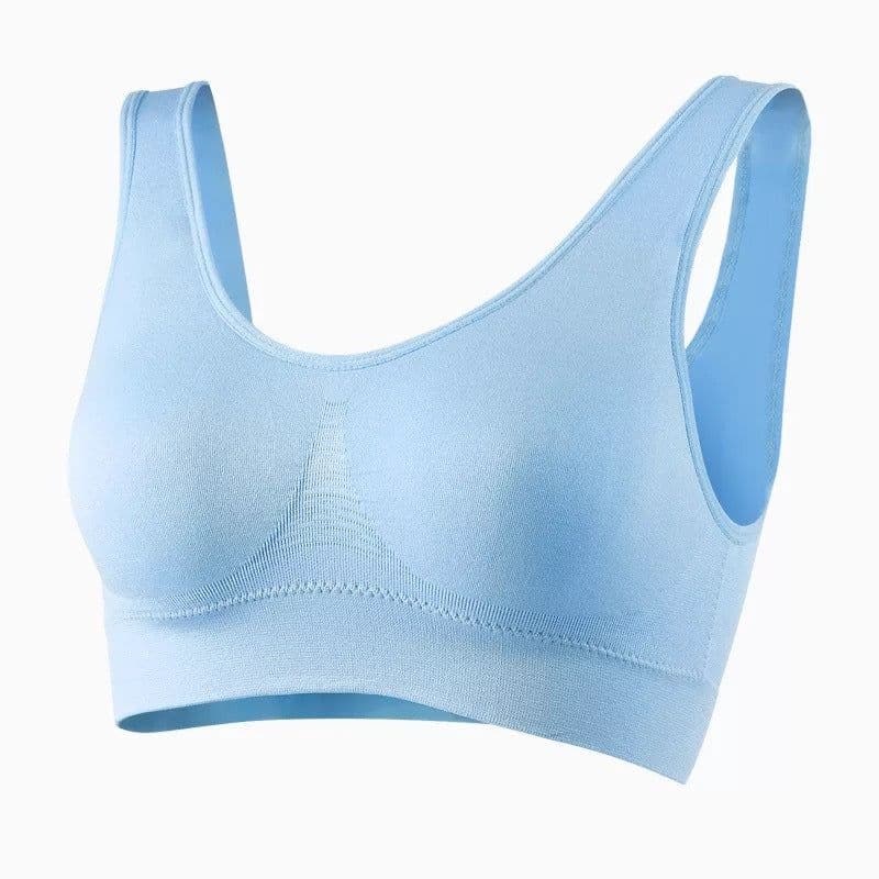 image-Middle-aged and elderly large size comfortable and breathable sports vest push-up beautiful back without steel ring with breast pads mother's underwear for women