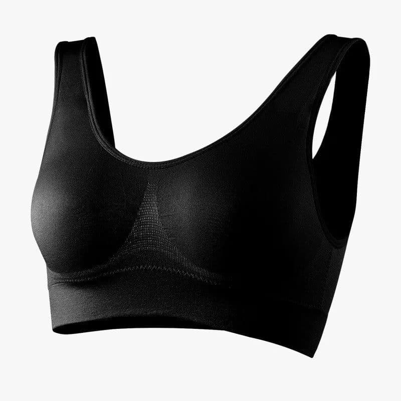 image-Middle-aged and elderly large size comfortable and breathable sports vest push-up beautiful back without steel ring with breast pads mother's underwear for women