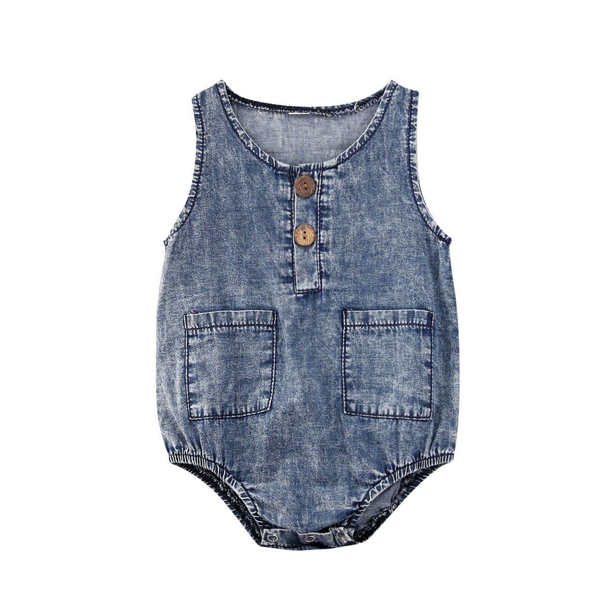 image-Foreign trade amazon hot models baby boy baby summer sleeveless triangle romper romper solid color denim jumpsuit