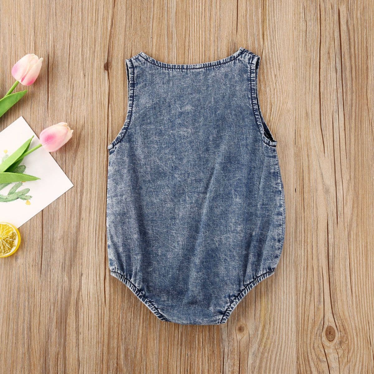 image-Foreign trade amazon hot models baby boy baby summer sleeveless triangle romper romper solid color denim jumpsuit