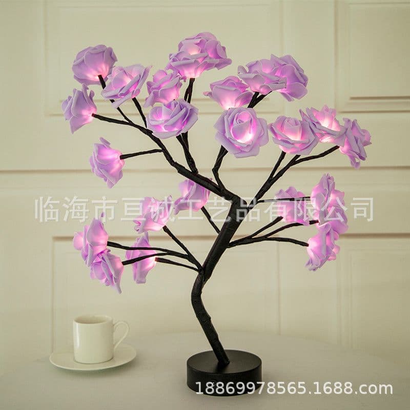image-Nordic ins handmade rose tree lamp wholesale rose flower bedroom gift night table lamp decorative lamp led string light