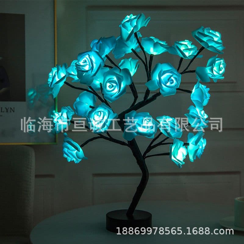 image-Nordic ins handmade rose tree lamp wholesale rose flower bedroom gift night table lamp decorative lamp led string light