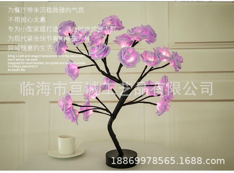 image-Nordic ins handmade rose tree lamp wholesale rose flower bedroom gift night table lamp decorative lamp led string light