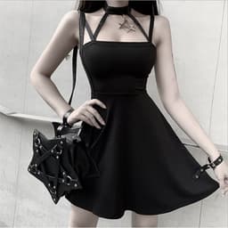 image-2020 Spot Summer New Gothic Halter Personalized Dress Knitted Stretch Comfortable Short Skirt for Women