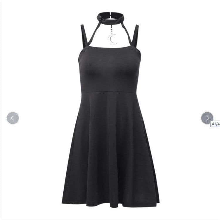 image-2020 Spot Summer New Gothic Halter Personalized Dress Knitted Stretch Comfortable Short Skirt for Women