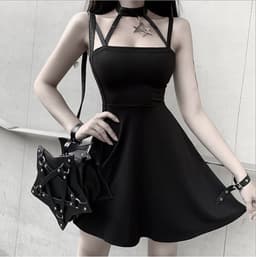 image-2020 Spot Summer New Gothic Halter Personalized Dress Knitted Stretch Comfortable Short Skirt for Women