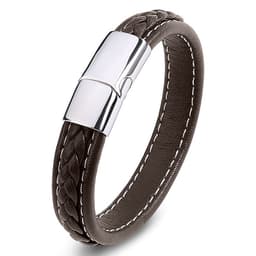 image-Cdiscount explosion models men's and women's leather bracelet high-end stitching hand-knitted jewelry wild bracelet brown