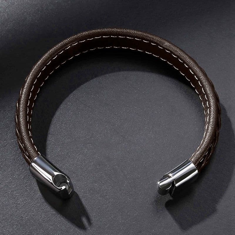 image-Cdiscount explosion models men's and women's leather bracelet high-end stitching hand-knitted jewelry wild bracelet brown