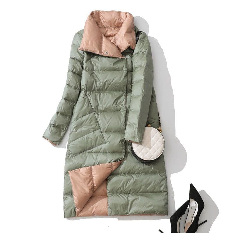 image-2020 Women Winter Coat Stand Collar White Duck Down Inner Women Light Long Jacket Coat Women Coat Casaco Feminino Parkas