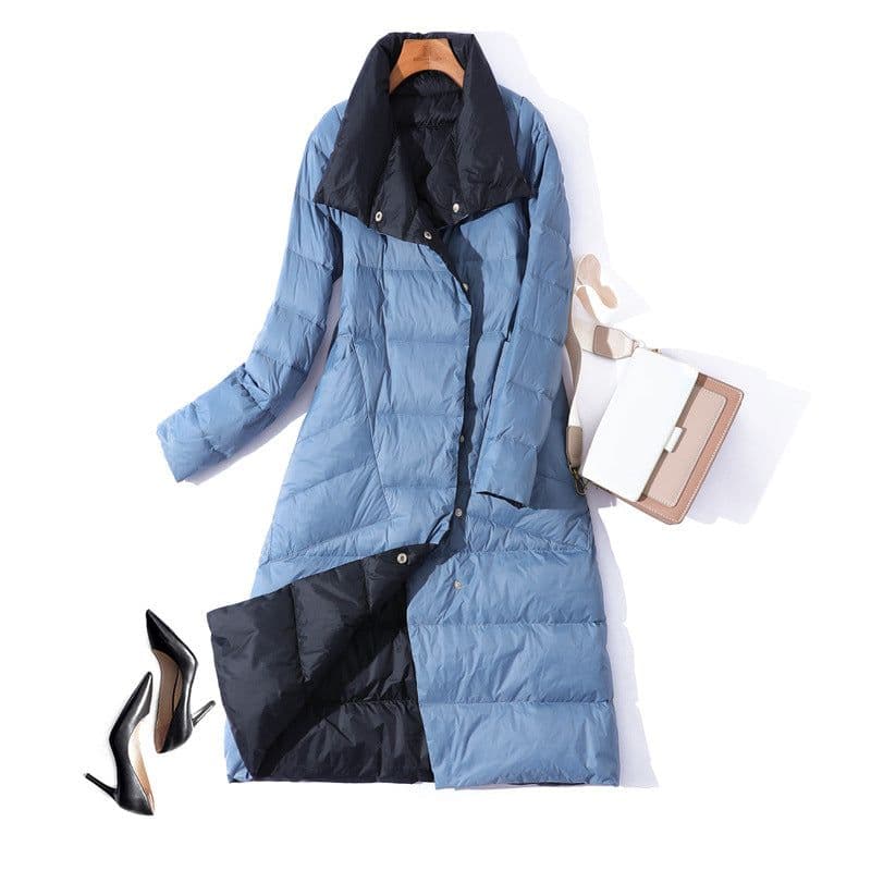 image-2020 Women Winter Coat Stand Collar White Duck Down Inner Women Light Long Jacket Coat Women Coat Casaco Feminino Parkas