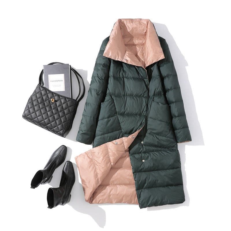 image-2020 Women Winter Coat Stand Collar White Duck Down Inner Women Light Long Jacket Coat Women Coat Casaco Feminino Parkas