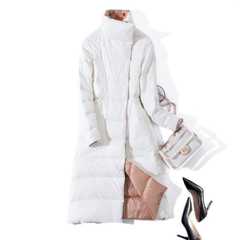 image-2020 Women Winter Coat Stand Collar White Duck Down Inner Women Light Long Jacket Coat Women Coat Casaco Feminino Parkas