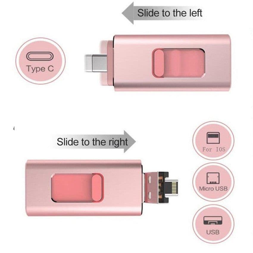 image-Mobile phone U disk 4 in 1 4 in 1 for Apple lightning Huawei Android OTG cross-border custom u disk 128G