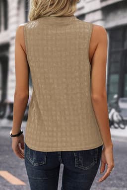 image-Black Lattice Split Neck Tank Top