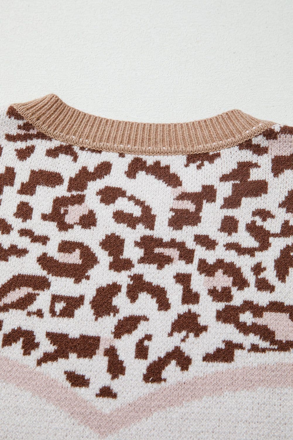 image-Straw Yellow Leopard Color Block Knit Sweater