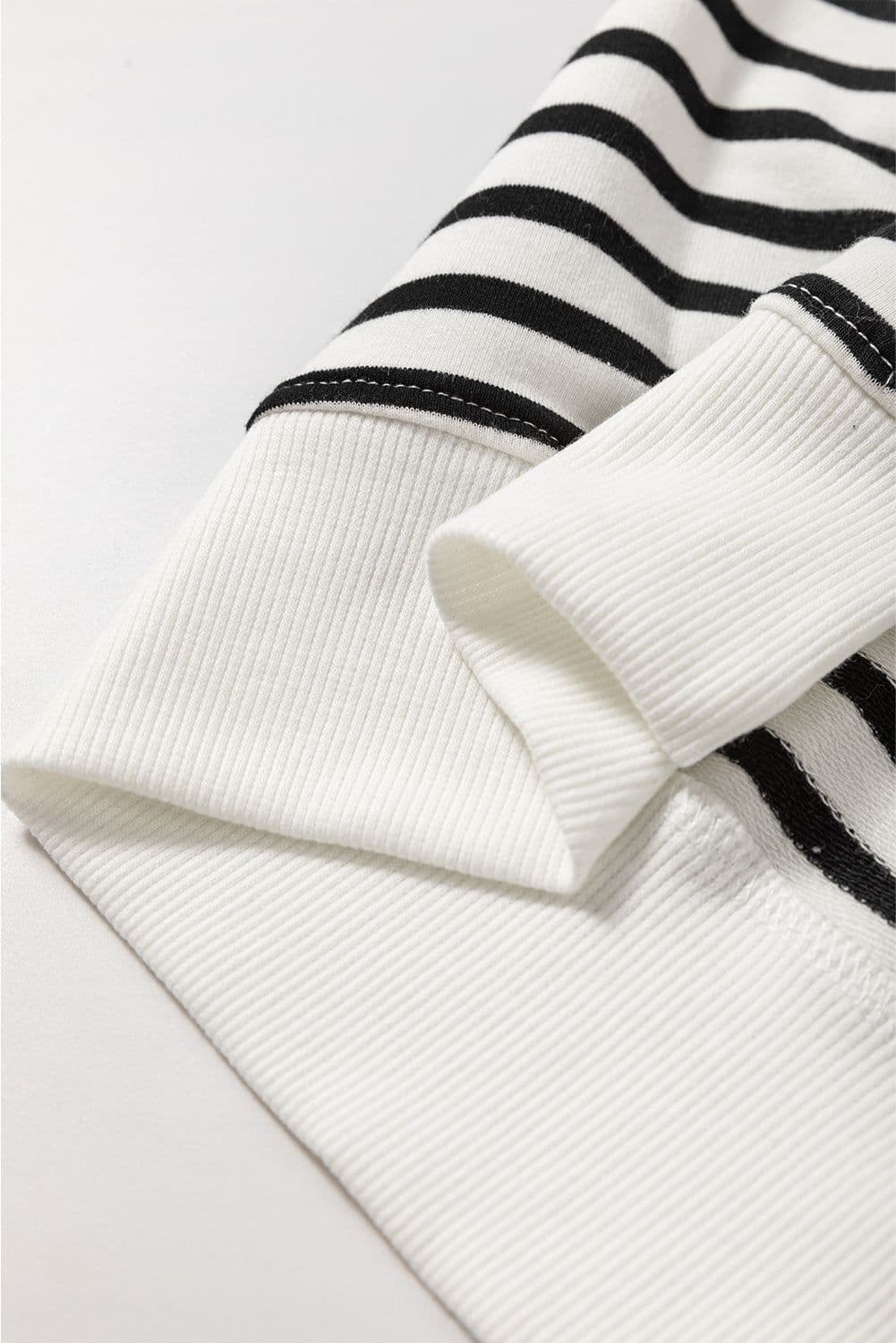 image-Black Stripe Raglan Sleeve Sweatshirt with Side Slits