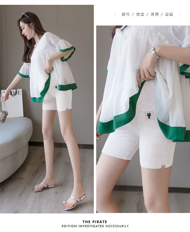 image-Factory wholesale 2021 pregnant women summer new three-point leggings 3 points kitten modal maternity pants