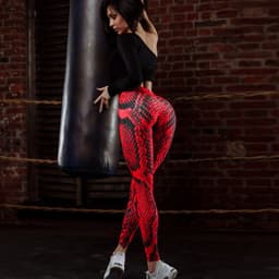 image-Cross-border exclusively for Amazon's explosive red snake print sports pants women's running fitness bottoming yoga pants