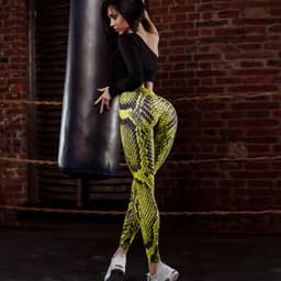 image-Cross-border exclusively for Amazon's explosive red snake print sports pants women's running fitness bottoming yoga pants