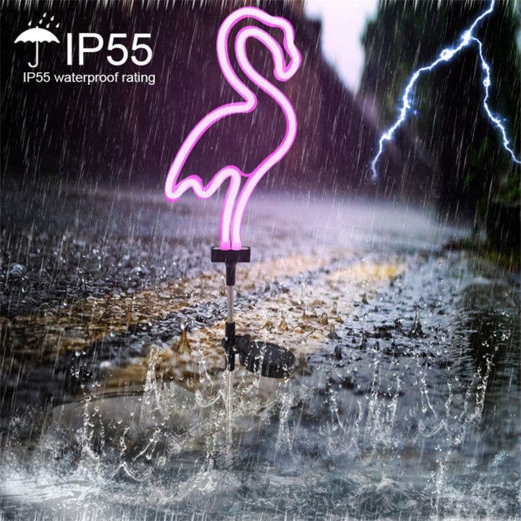 image-Cross-border outdoor solar flamingo neon light lawn light garden ground plug light garden decorative light factory direct sales