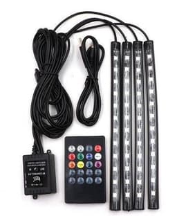 image-Car LED decorative atmosphere lights 12smd colorful voice-activated atmosphere lights one for four colorful atmosphere lights USB