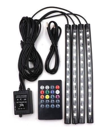 image-Car LED decorative atmosphere lights 12smd colorful voice-activated atmosphere lights one for four colorful atmosphere lights USB