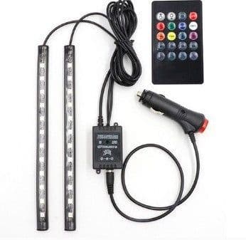 image-Car LED decorative atmosphere lights 12smd colorful voice-activated atmosphere lights one for four colorful atmosphere lights USB
