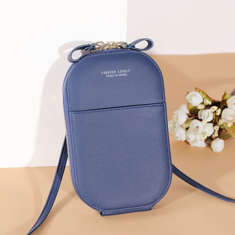 image-Solid color zipper crossbody shoulder bag forever young multifunctional mobile wallet(20x13x3cm)