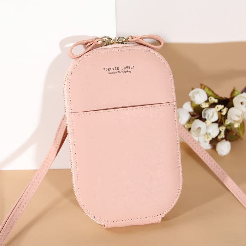 image-Solid color zipper crossbody shoulder bag forever young multifunctional mobile wallet(20x13x3cm)