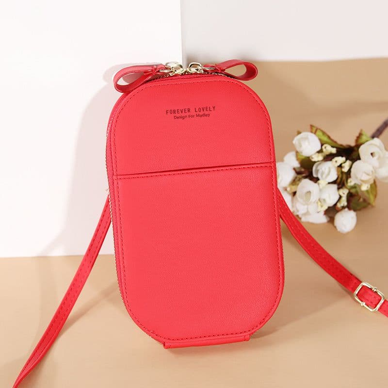 image-Solid color zipper crossbody shoulder bag forever young multifunctional mobile wallet(20x13x3cm)