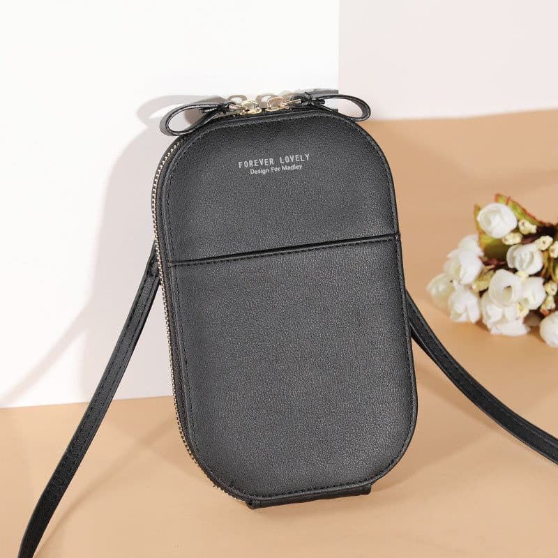 image-Solid color zipper crossbody shoulder bag forever young multifunctional mobile wallet(20x13x3cm)