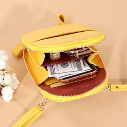 image-Solid color zipper crossbody shoulder bag forever young multifunctional mobile wallet(20x13x3cm)