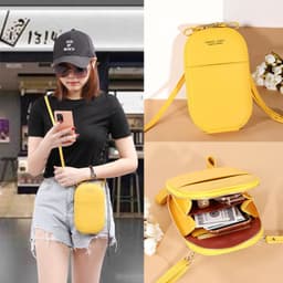 image-Solid color zipper crossbody shoulder bag forever young multifunctional mobile wallet(20x13x3cm)