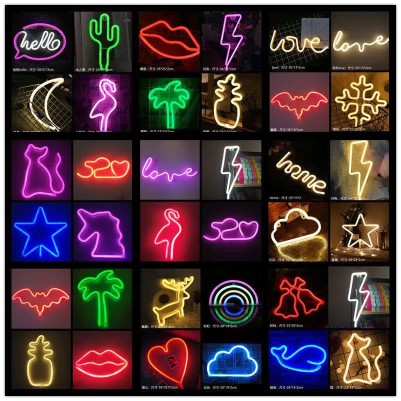 image-Amazon cross-border explosion of LED neon lights with lightning love shape lights Christmas bar decoration lights