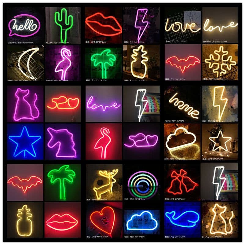 image-Amazon cross-border explosion of LED neon lights with lightning love shape lights Christmas bar decoration lights