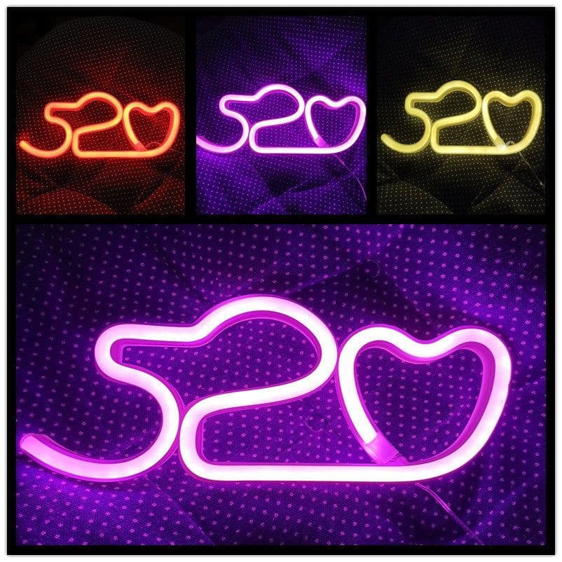 image-Amazon cross-border explosion of LED neon lights with lightning love shape lights Christmas bar decoration lights