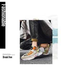 image-Net red thick-soled old shoes men's summer Korean trend casual shoes large size breathable flying woven sports shoes running shoes
