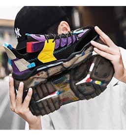 image-Net red thick-soled old shoes men's summer Korean trend casual shoes large size breathable flying woven sports shoes running shoes