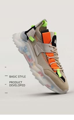 image-Net red thick-soled old shoes men's summer Korean trend casual shoes large size breathable flying woven sports shoes running shoes
