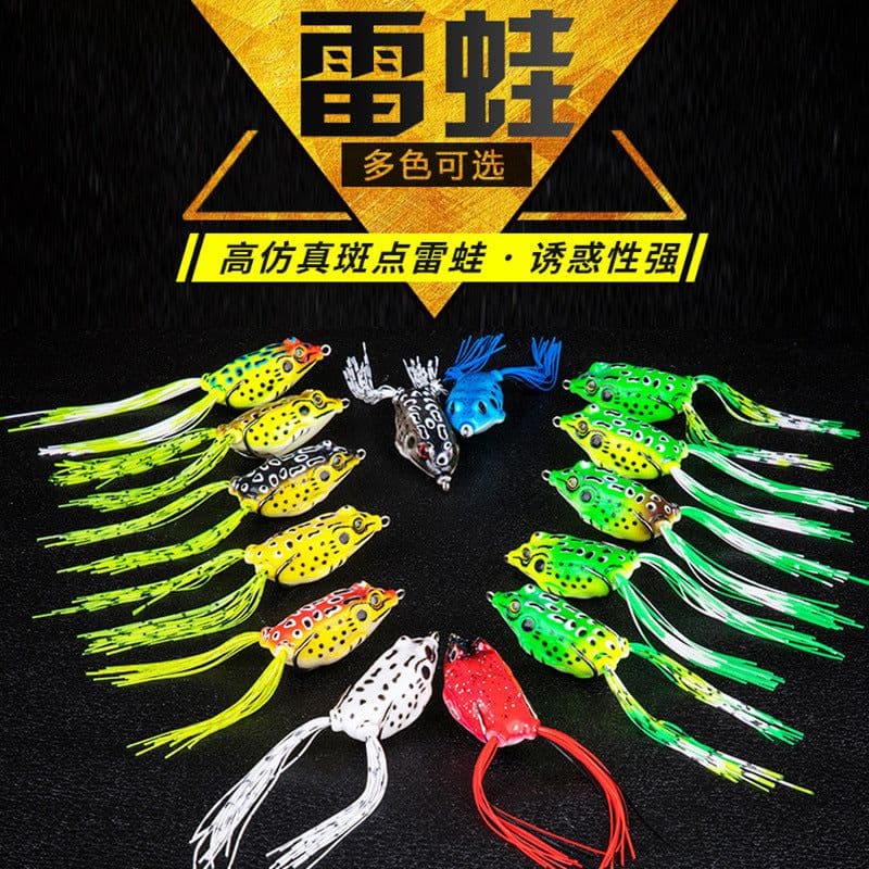 image-Lei Frog Lei Qiang Luya Bait Five Sets of Fake Bait Double Hooks Black Bait Blackfish Fishing Tackle Factory Wholesale