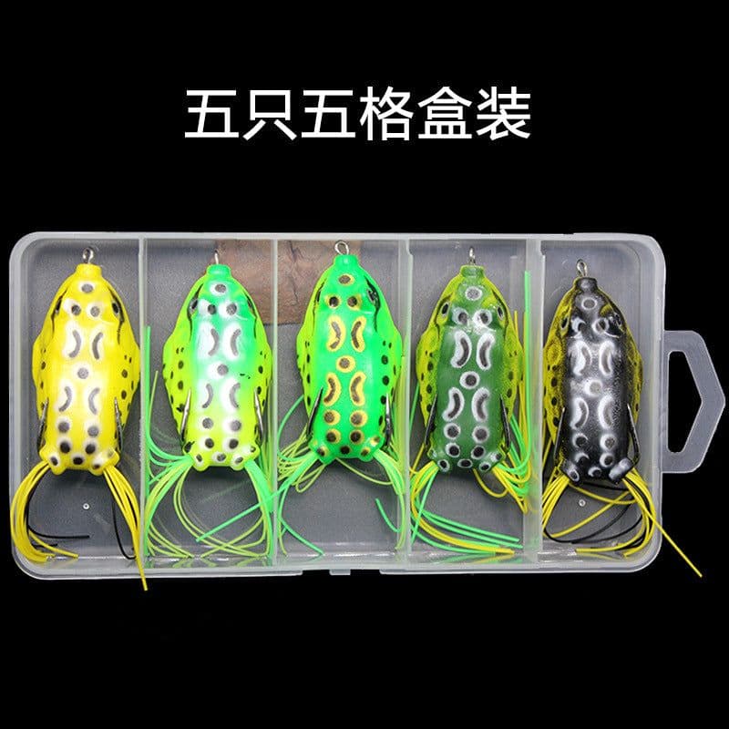 image-Lei Frog Lei Qiang Luya Bait Five Sets of Fake Bait Double Hooks Black Bait Blackfish Fishing Tackle Factory Wholesale