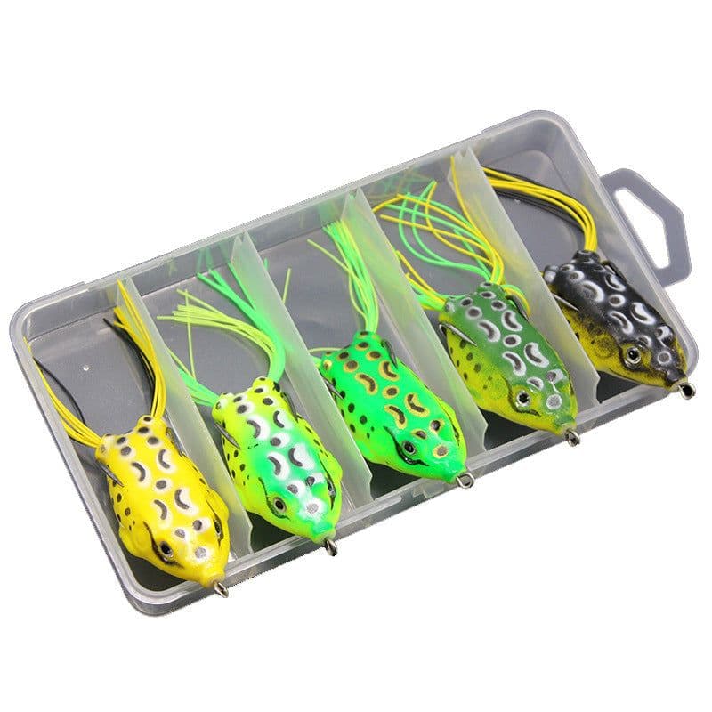 image-Lei Frog Lei Qiang Luya Bait Five Sets of Fake Bait Double Hooks Black Bait Blackfish Fishing Tackle Factory Wholesale