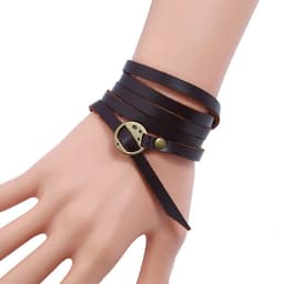 image-Vintage cowhide printing cowhide bracelet women and men's wild multi-circle bracelet student alphabet bracelet cross-border accessories