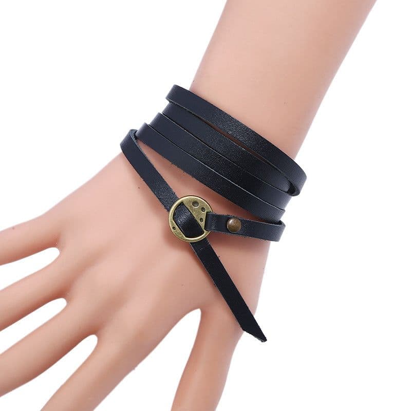image-Vintage cowhide printing cowhide bracelet women and men's wild multi-circle bracelet student alphabet bracelet cross-border accessories
