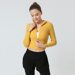 image-2022 Spring New Yoga Wear Jacket Women's Tight Long Sleeve Running Sports Top Cardigan Zipper Jacket Fitness Wear