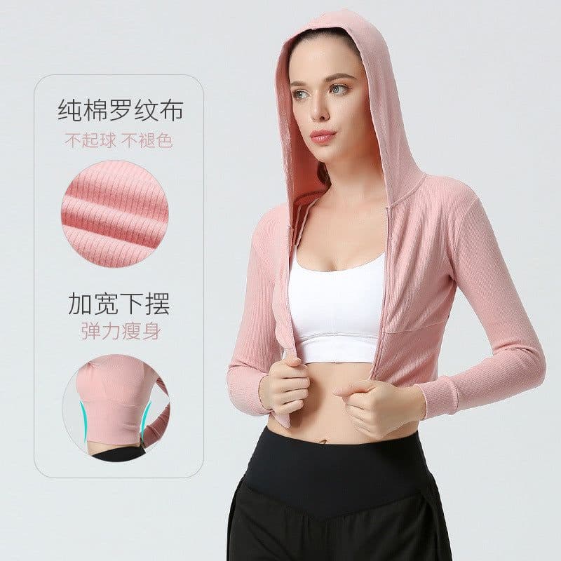image-2022 Spring New Yoga Wear Jacket Women's Tight Long Sleeve Running Sports Top Cardigan Zipper Jacket Fitness Wear