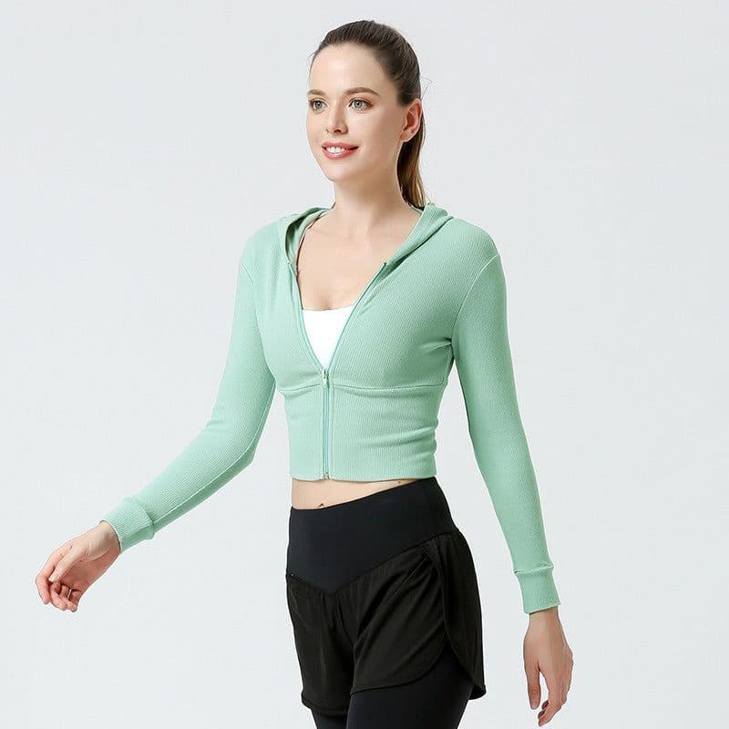 image-2022 Spring New Yoga Wear Jacket Women's Tight Long Sleeve Running Sports Top Cardigan Zipper Jacket Fitness Wear