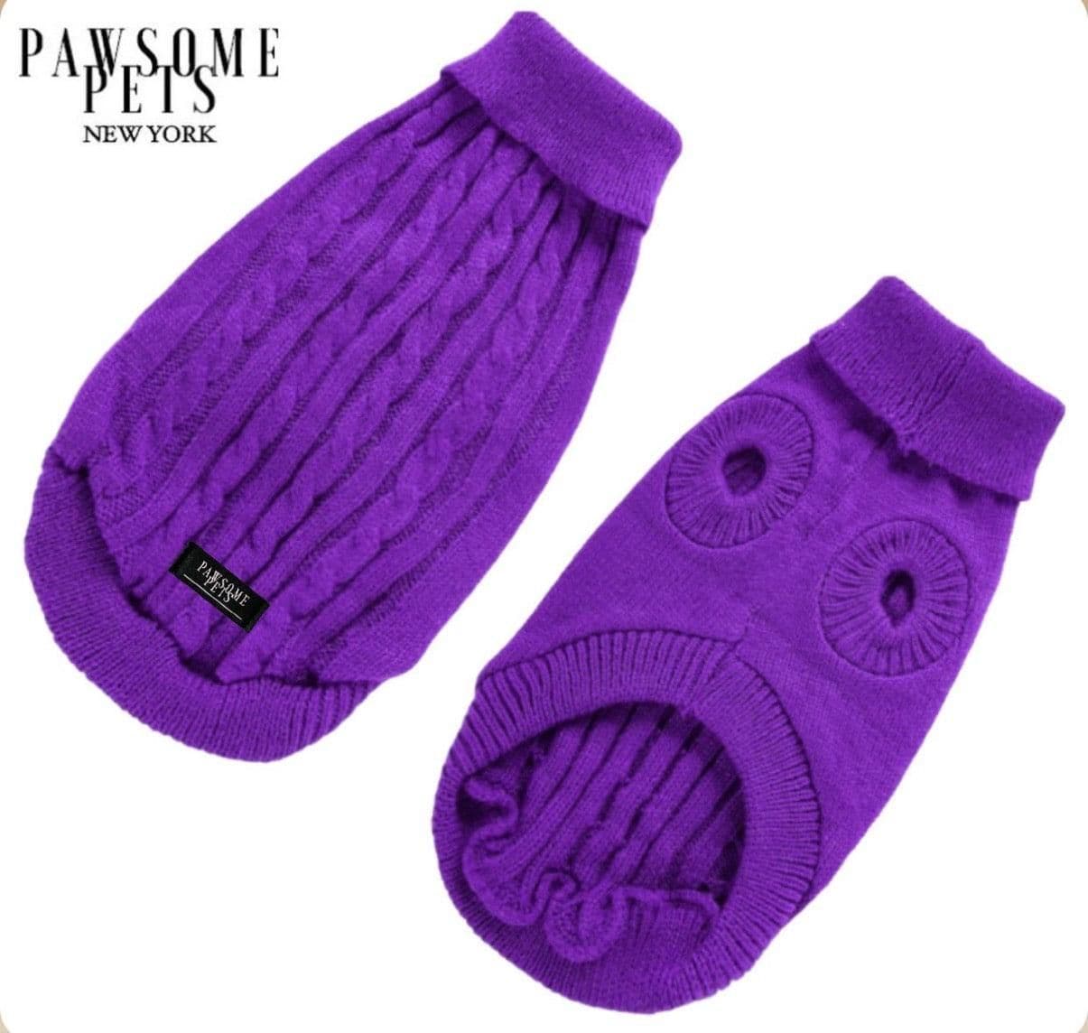 image-DOG AND CAT CABLE KNIT SWEATER - PURPLE