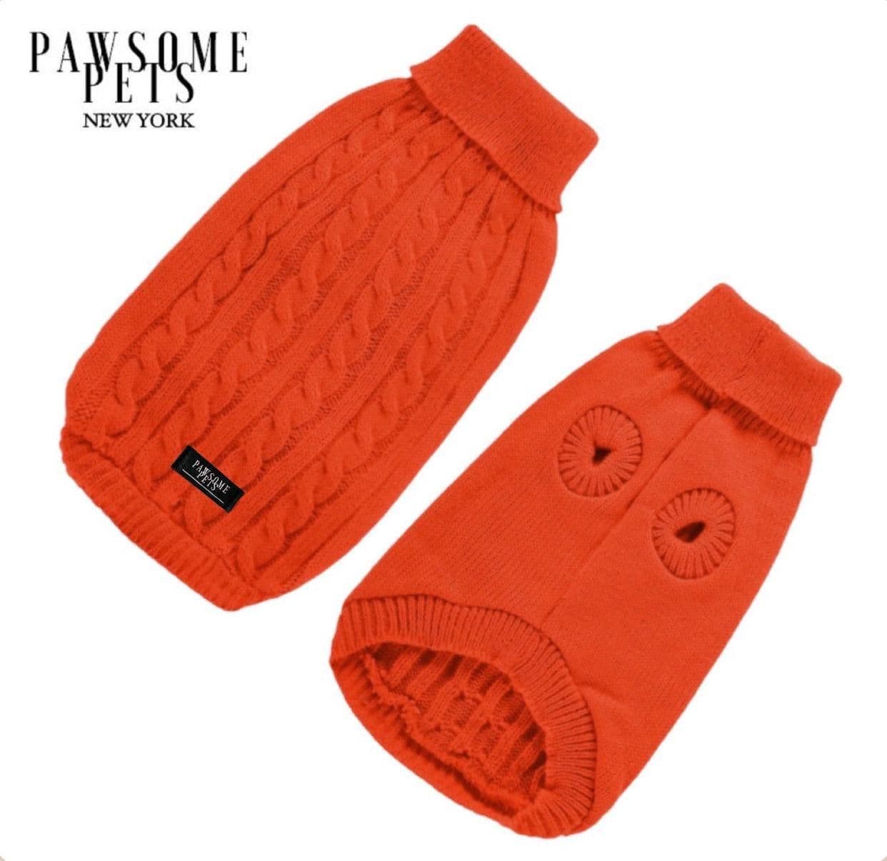 image-DOG AND CAT CABLE KNIT SWEATER - ORANGE